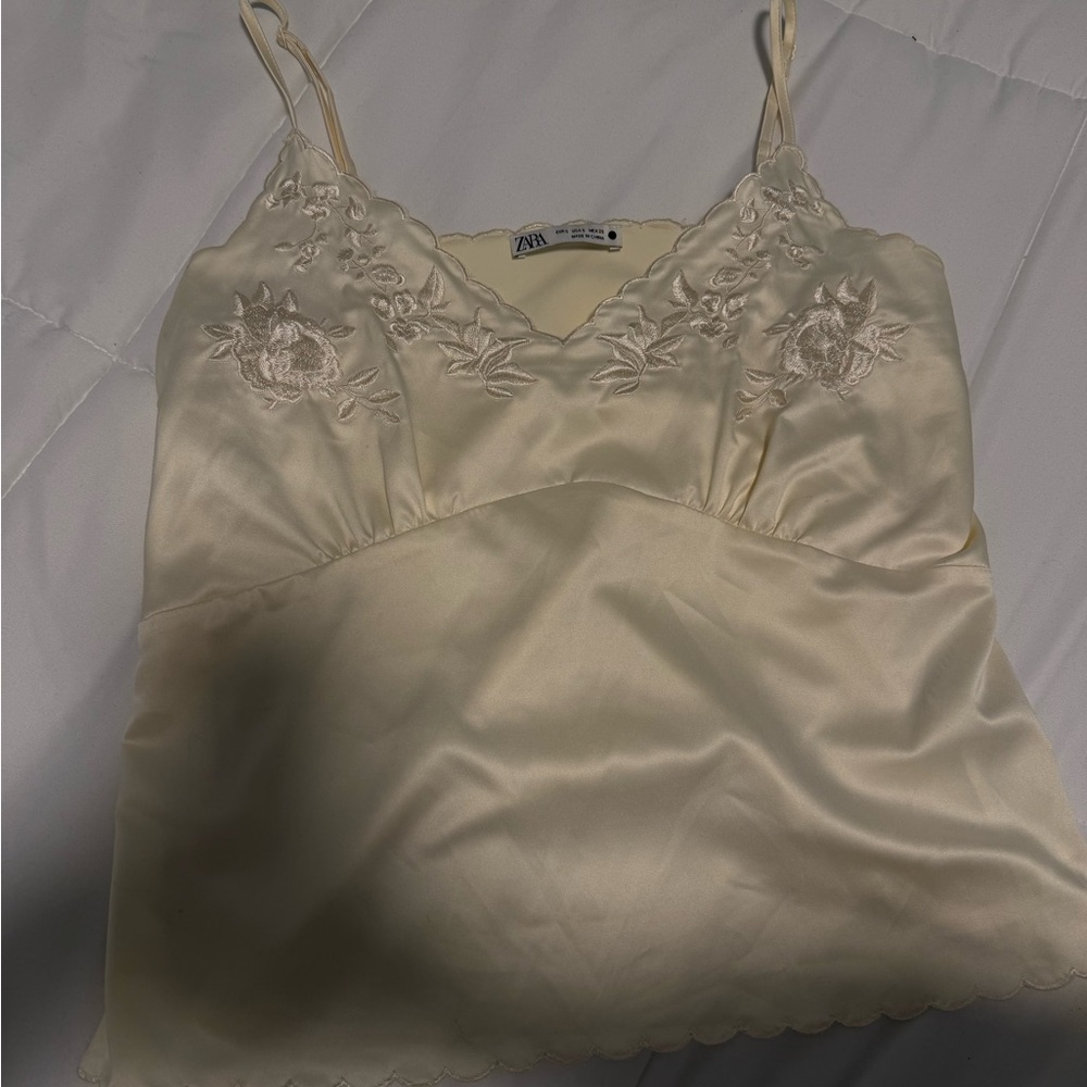 Zara Ivory Satin Cami